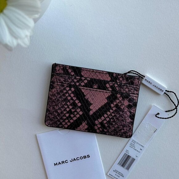 MARC JACOBS Snake-embossed Leather Card Case In Pink- wallet  NWT - Picture 3 of 4